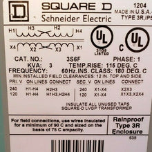 Load image into Gallery viewer, SQUARE D 3S6F 3 KVA TRANSFORMER
